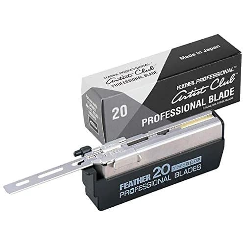 Feather Artist Club Professional Razor Blades 20 Count | Triple-Ground Platinum Coated Edges for Barbers & Men's Grooming thumbnail 1