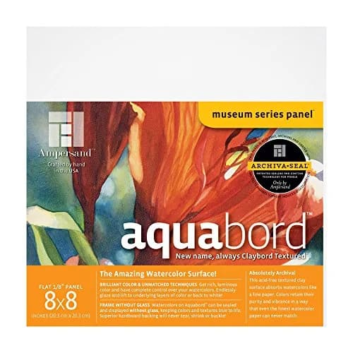 Ampersand Art Supply Aquabord Panel for Watercolor & Gouache, 20.32cm x 20.32cm (8"x8") | Professional Rigid Painting Surface thumbnail 1