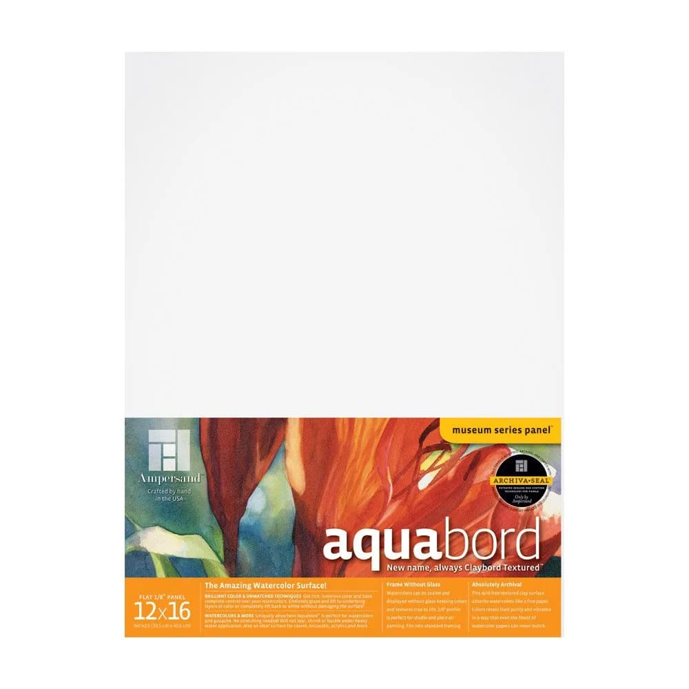 Ampersand Aquabord Panel for Watercolor and Gouache, 1/8 Inch Depth, 12x16 Inch (CBT12) | Rigid, Warp-Resistant, Acid-Free Painting Surface - main product image