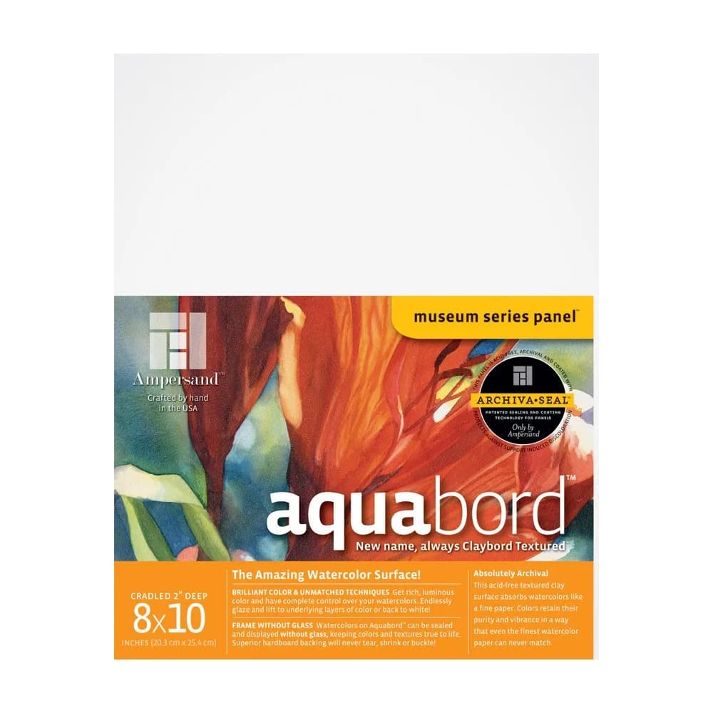 Ampersand Aquabord 8x10 Inch 2" Cradled Panel | Professional Watercolor & Gouache Surface - main product image