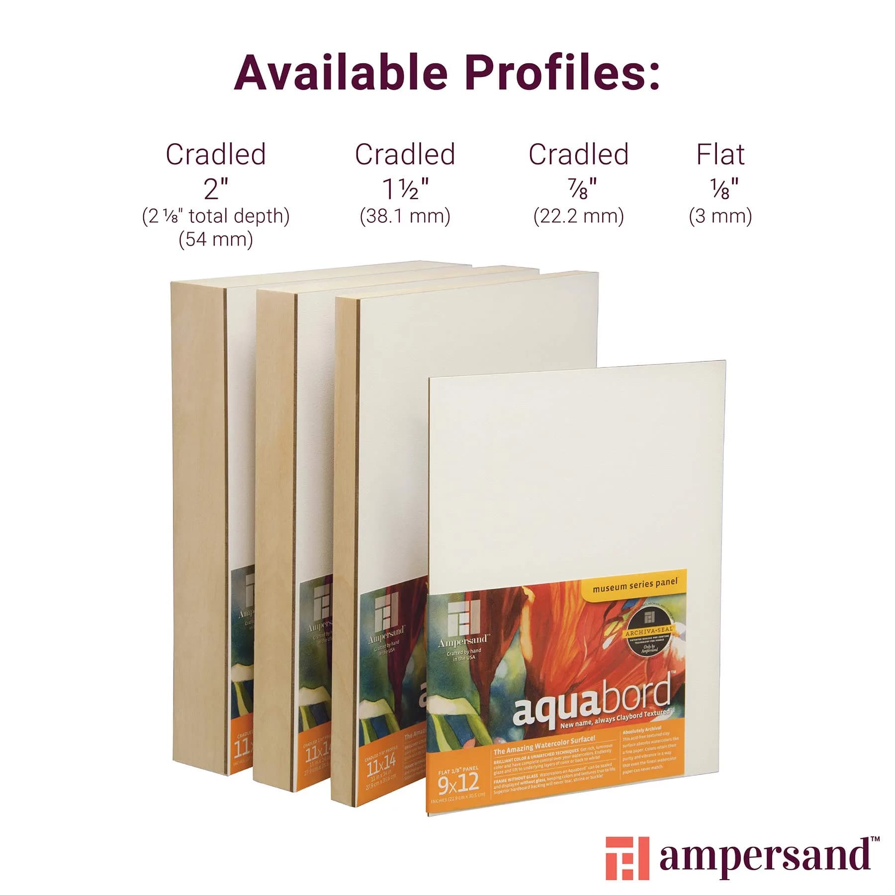 Ampersand Aquabord 8x10 Inch 2" Cradled Panel | Professional Watercolor & Gouache Surface - view 3