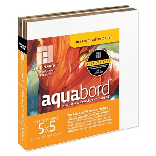 Ampersand Aquabord Watercolor Panel 5x5 Inch (12.7x12.7 cm) Pack of 4 | Rigid, Warp-Resistant Surface for Vibrant Art thumbnail 1
