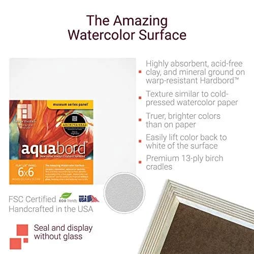 Ampersand Aquabord Watercolor Panel 5x5 Inch (12.7x12.7 cm) Pack of 4 | Rigid, Warp-Resistant Surface for Vibrant Art thumbnail 2