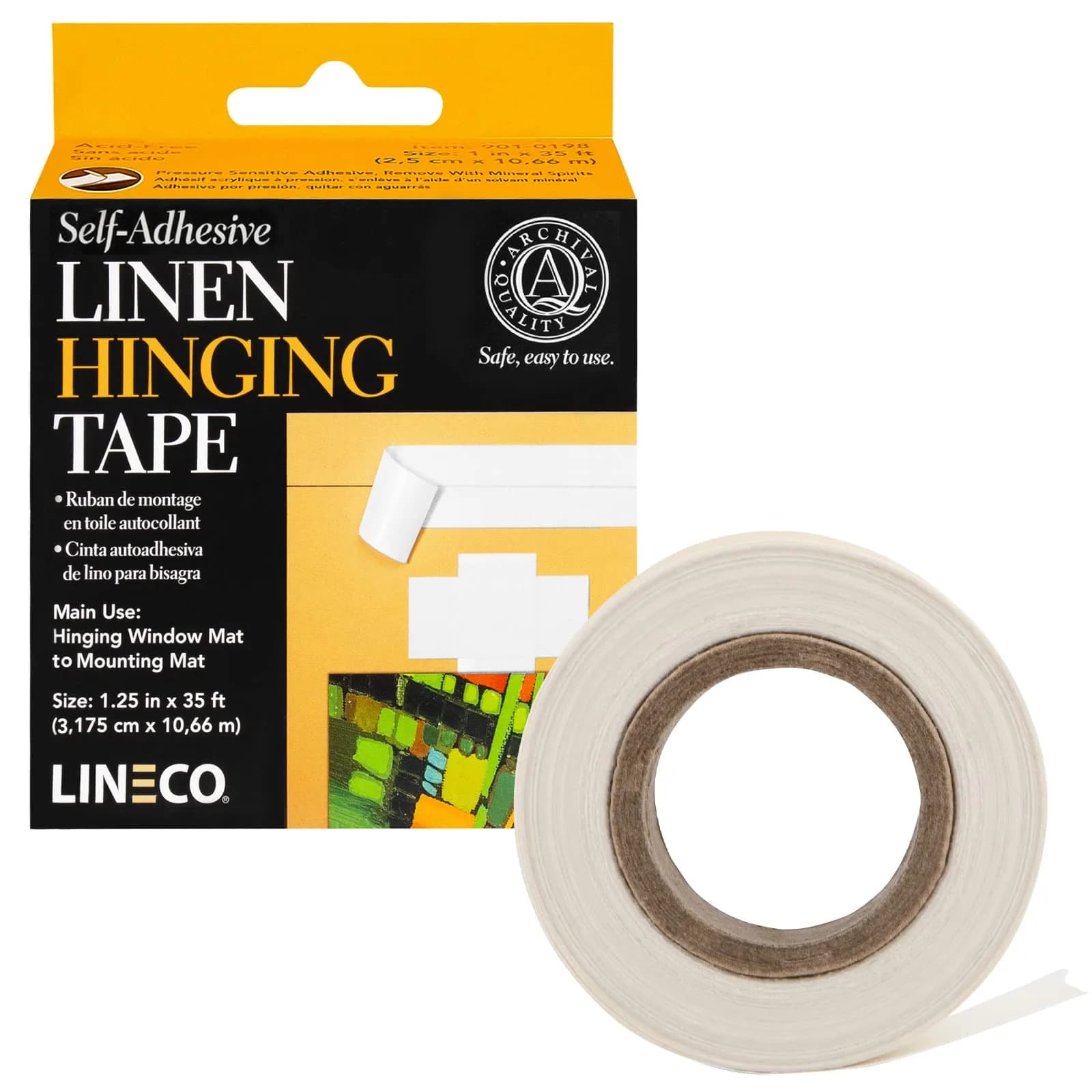 Lineco Self-Adhesive Linen Hinging Tape, White, 1.25 Inch x 35 Feet | Archival Quality Acid-Free Tape - main product image