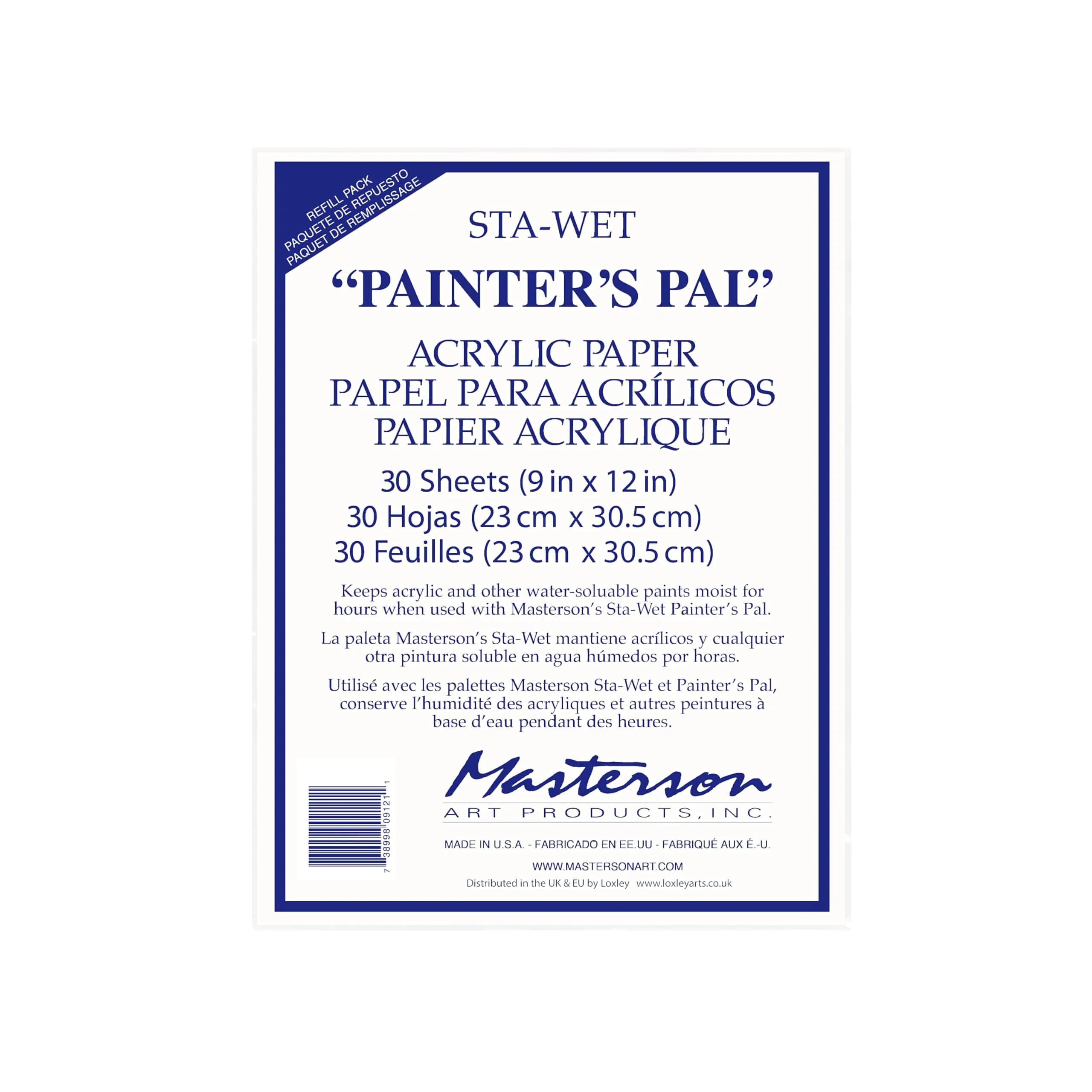 Masterson Sta-Wet Painter's Pal Acrylic Paper Refill 12 x 13 inches | Keeps acrylics moist for days — White