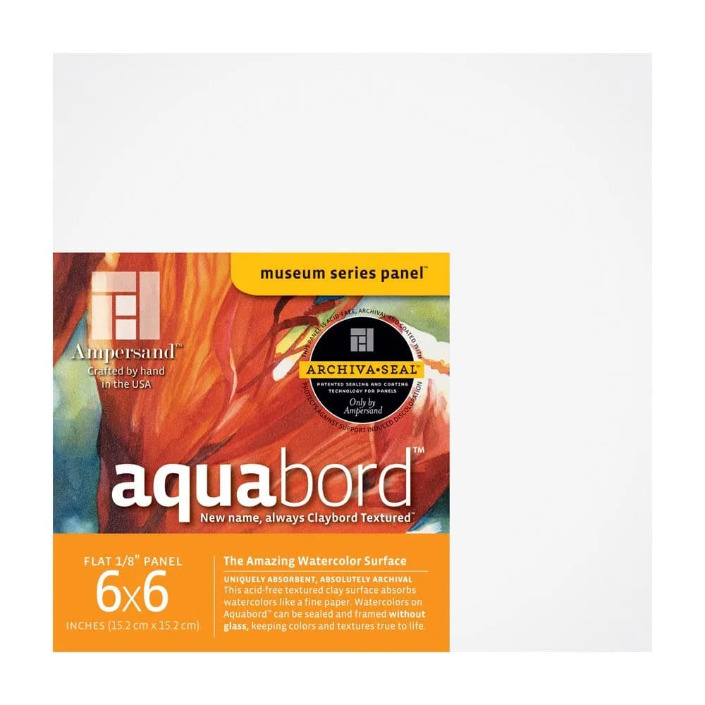 Ampersand Aquabord 6x6 - 4pk | Watercolor & Gouache Panel | 1/8" Flat | Rigid, Absorbent, USA