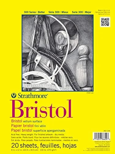 Strathmore 300 Series Vellum Bristol Paper Pad, Tape Bound, 9x12 inches (270g/100lb) thumbnail 1