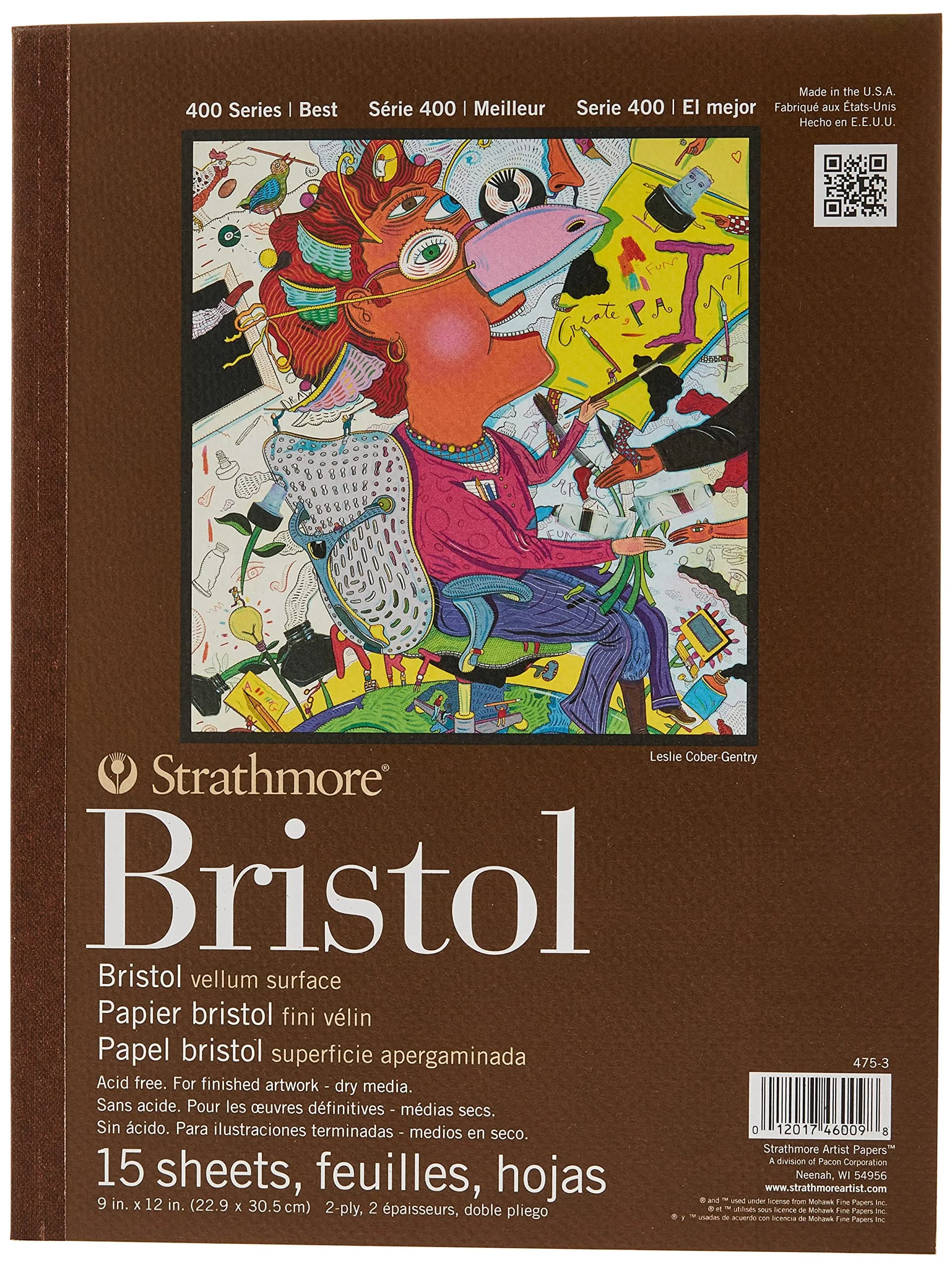 Strathmore 475-3 400 Series Bristol Vellum 9"x12" 15 Sheets | Artist-Preferred Heavyweight Art Paper — Vellum, 2 Ply