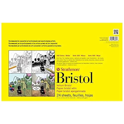 Strathmore 300 Series Bristol Paper Pad, Vellum, Tape Bound, 11x17 inches (270g/100lb) | Artist Paper for Comics, Pen & Ink thumbnail 1