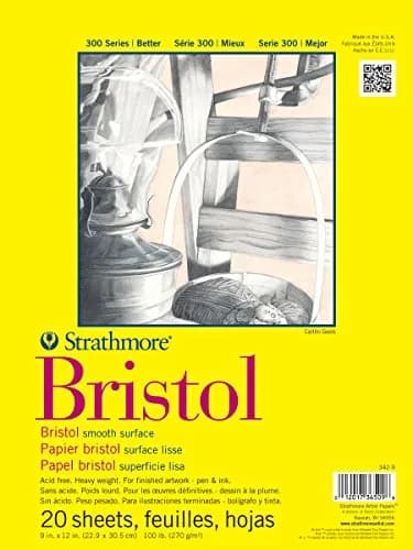 Strathmore 300 Series Bristol Paper Pad, Smooth, Tape Bound, 27.94 cm x 35.56 cm (11 x 14 inches), White, 20 Sheets (100lb/270gsm) | Ideal for Pen, Ink & Markers thumbnail 1