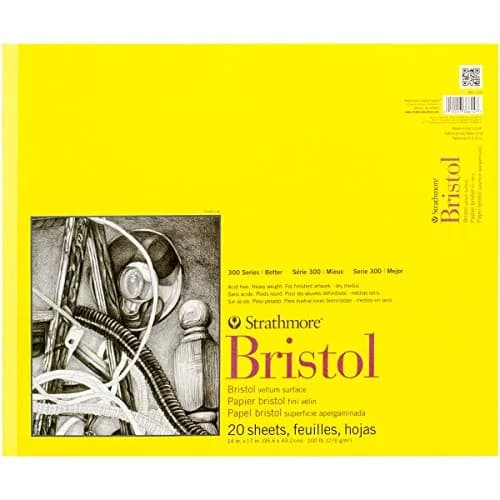 Strathmore 300 Series Vellum Bristol Paper Pad, 14x17 Inches, White, Tape Bound, 20 Sheets (270gsm) thumbnail 1