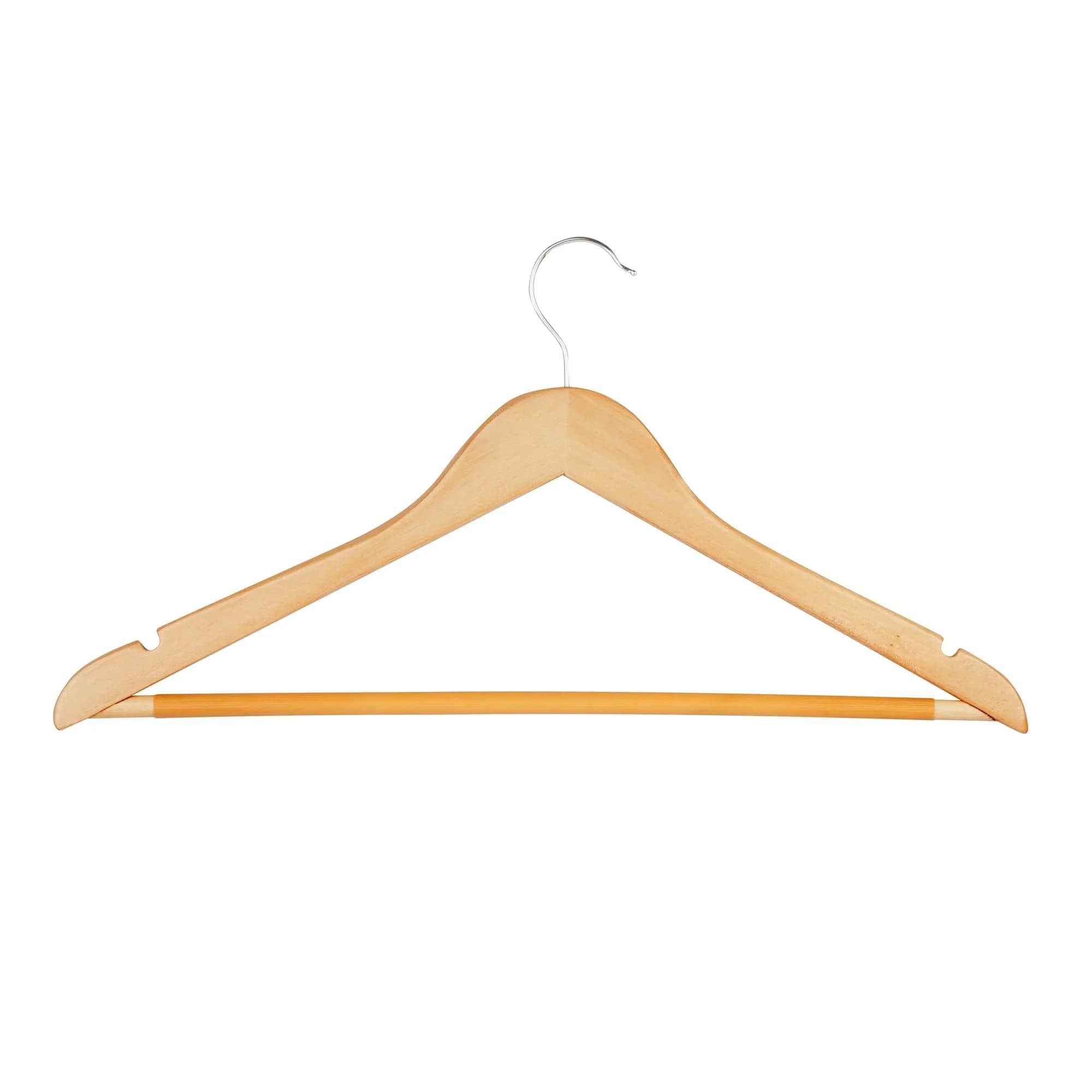 Honey-Can-Do Maple Wood Hangers – Non-Slip Grooved Bar, 24-Pack | Durable & Stylish Closet Organizer