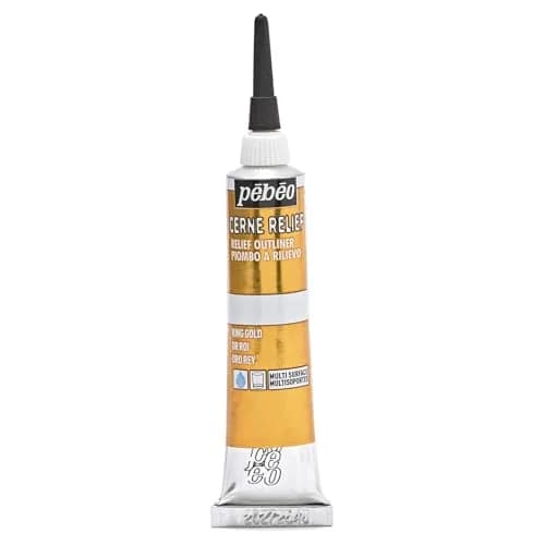 Pebeo Vitrail Cerne Relief Dimensional Paint 20 ml | Metallic Gold for Glass & Metal thumbnail 1