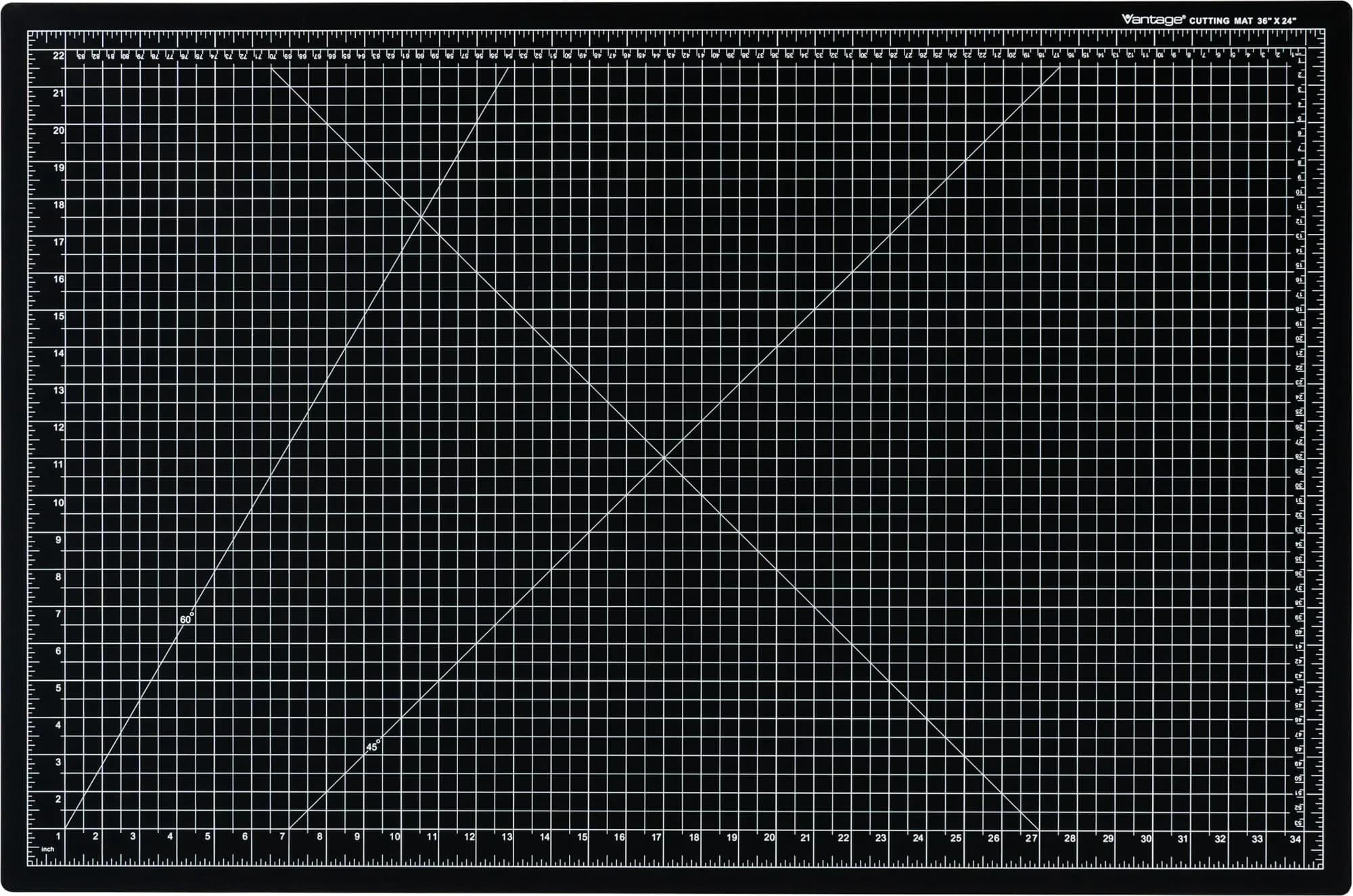 Dahle Vantage 10682 See-Through Self-Healing Cutting Mat, 18"x24" | 5-Layer PVC for Crafts & Sewing — Black / 36"L x 24"W