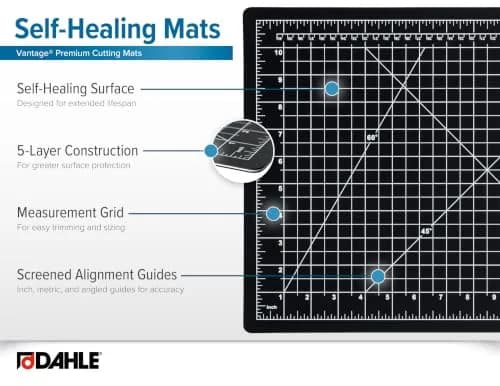 Dahle Vantage 10673 Premium Self-Healing Cutting Mat, 24"x36" | 5-Layer PVC, 1/8" Thick, Black thumbnail 4