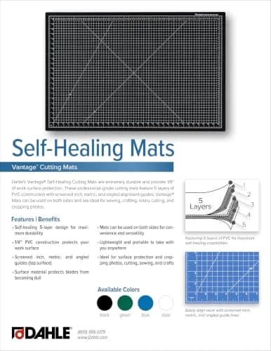 Dahle Vantage 10673 Premium Self-Healing Cutting Mat, 24"x36" | 5-Layer PVC, 1/8" Thick, Black thumbnail 5