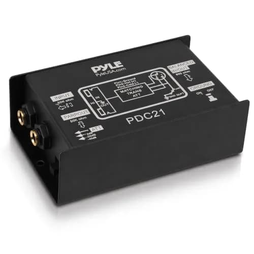 Pyle PDC21 Passive DI Box | 10.5 cm x 7.6 cm x 4.5 cm (4.1" x 3.0" x 1.8") Hum Eliminator thumbnail 1
