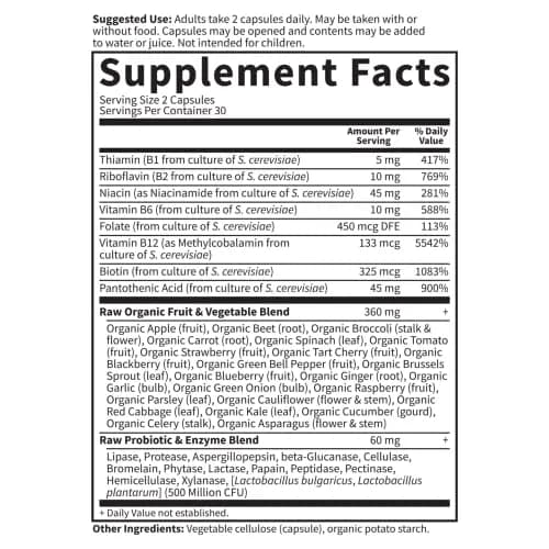 Garden of Life Vitamin Code Raw B-Complex plus Probiotics, 60ct | Supports Energy & Immunity thumbnail 5