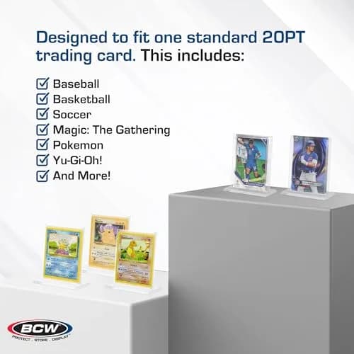 BCW Trading Card Display Stand - 1 ct | Acrylic Card Holder Stand for Sports Cards, Pokémon & TCG | Stable Vertical Card Stand with Beveled Edges | Clear Sports Card Display Stand thumbnail 7