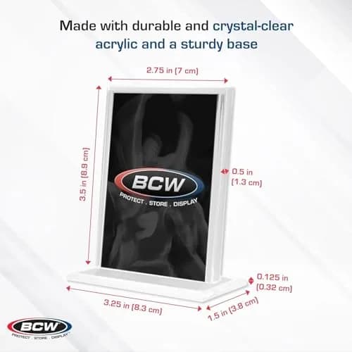 BCW Trading Card Display Stand - 1 ct | Acrylic Card Holder Stand for Sports Cards, Pokémon & TCG | Stable Vertical Card Stand with Beveled Edges | Clear Sports Card Display Stand thumbnail 3