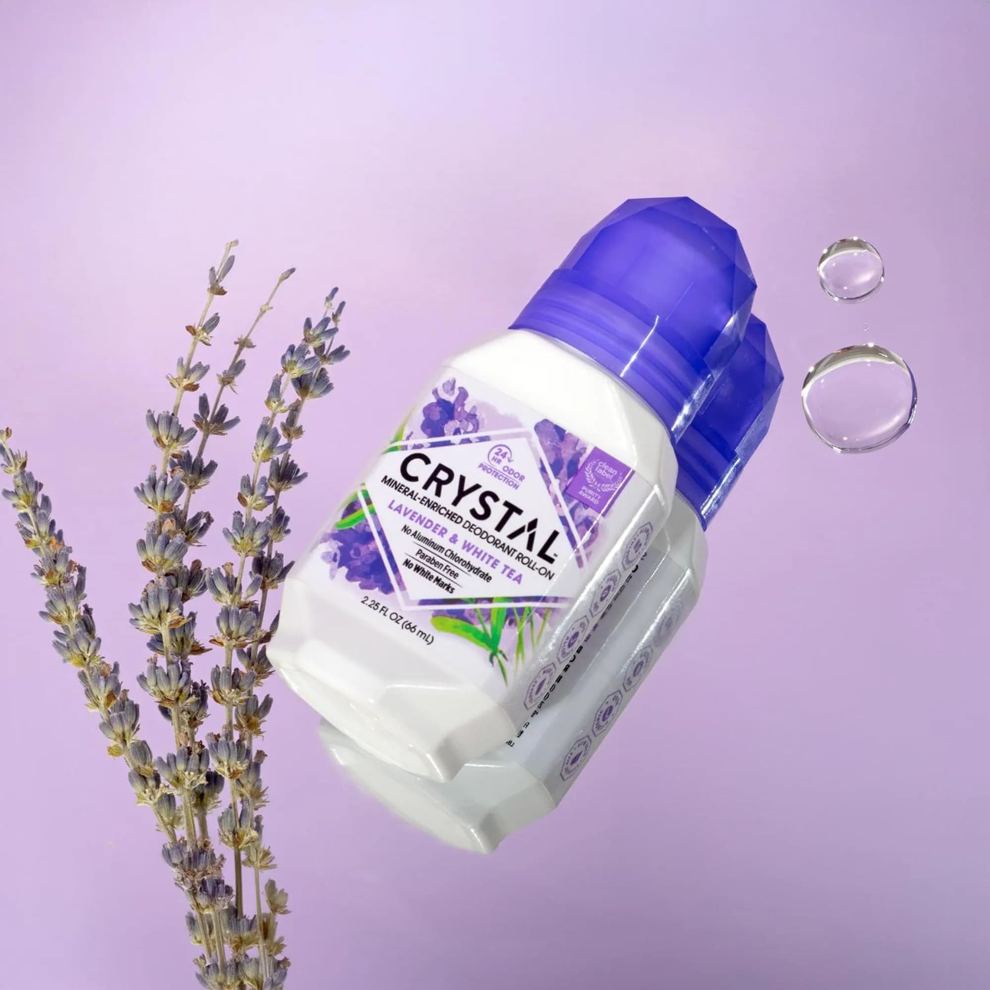 Crystal Essence Mineral Deodorant Roll-On Lavender & White Tea 66ml (2.25 Fl Oz) | Natural Odor Protection - view 5