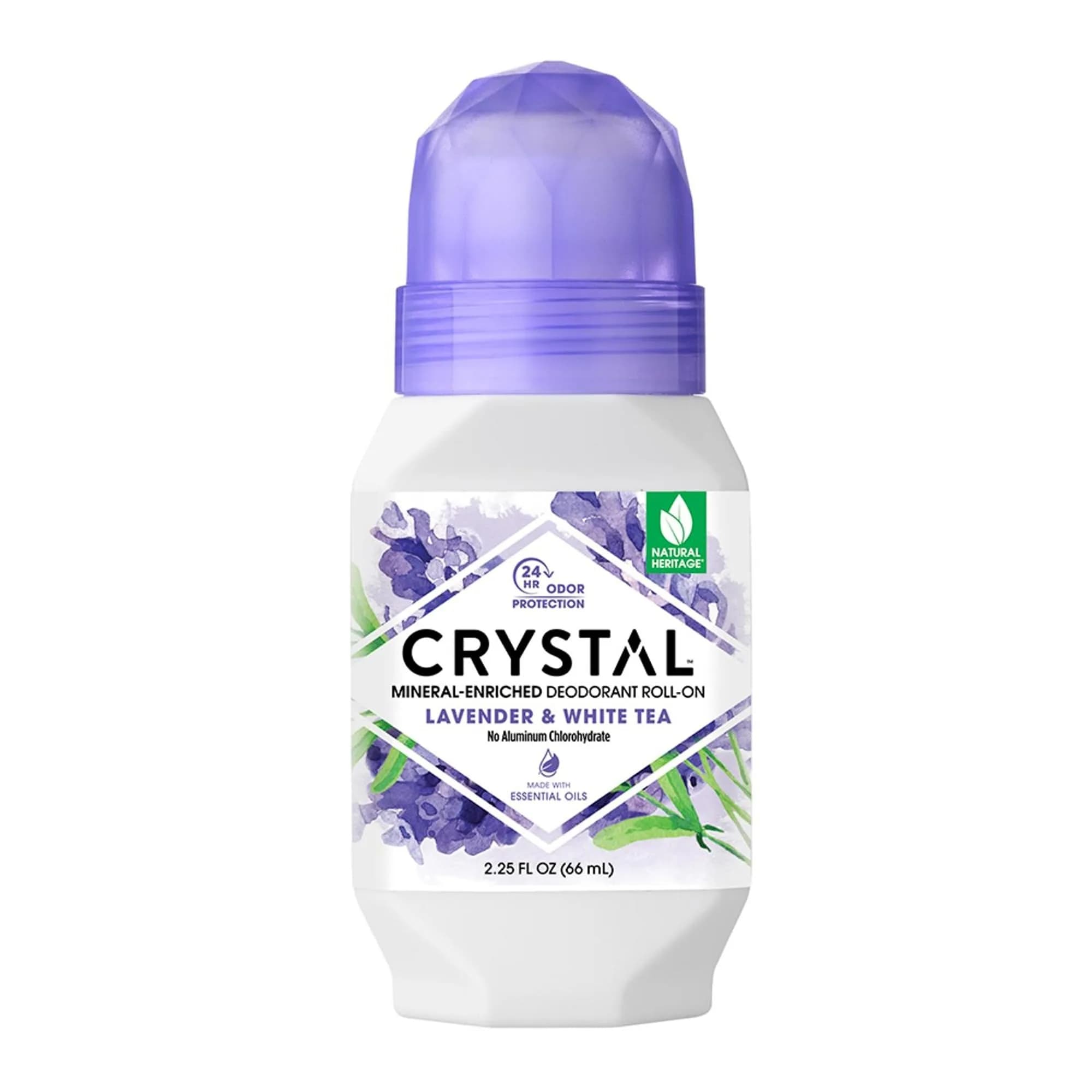 Crystal Essence Vanilla Jasmine Mineral Deodorant Roll-On 66.5ml (2.25 fl oz) | Natural Odor Protection — Lavender & White Tea