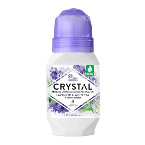 Crystal Essence Mineral Deodorant Roll-On Chamomile & Green Tea 6.75 Fl Oz (200ml) | 24-Hour Odor Protection — Lavender & White Tea