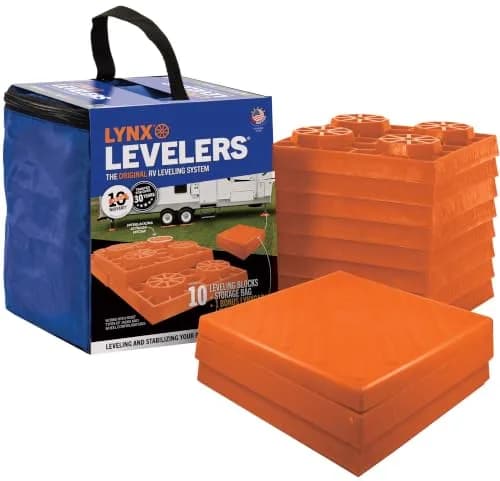 Tri-Lynx Lynx Levelers 11 Pack | Interlocking RV Leveling Blocks with Storage Bag, Made in USA thumbnail 1