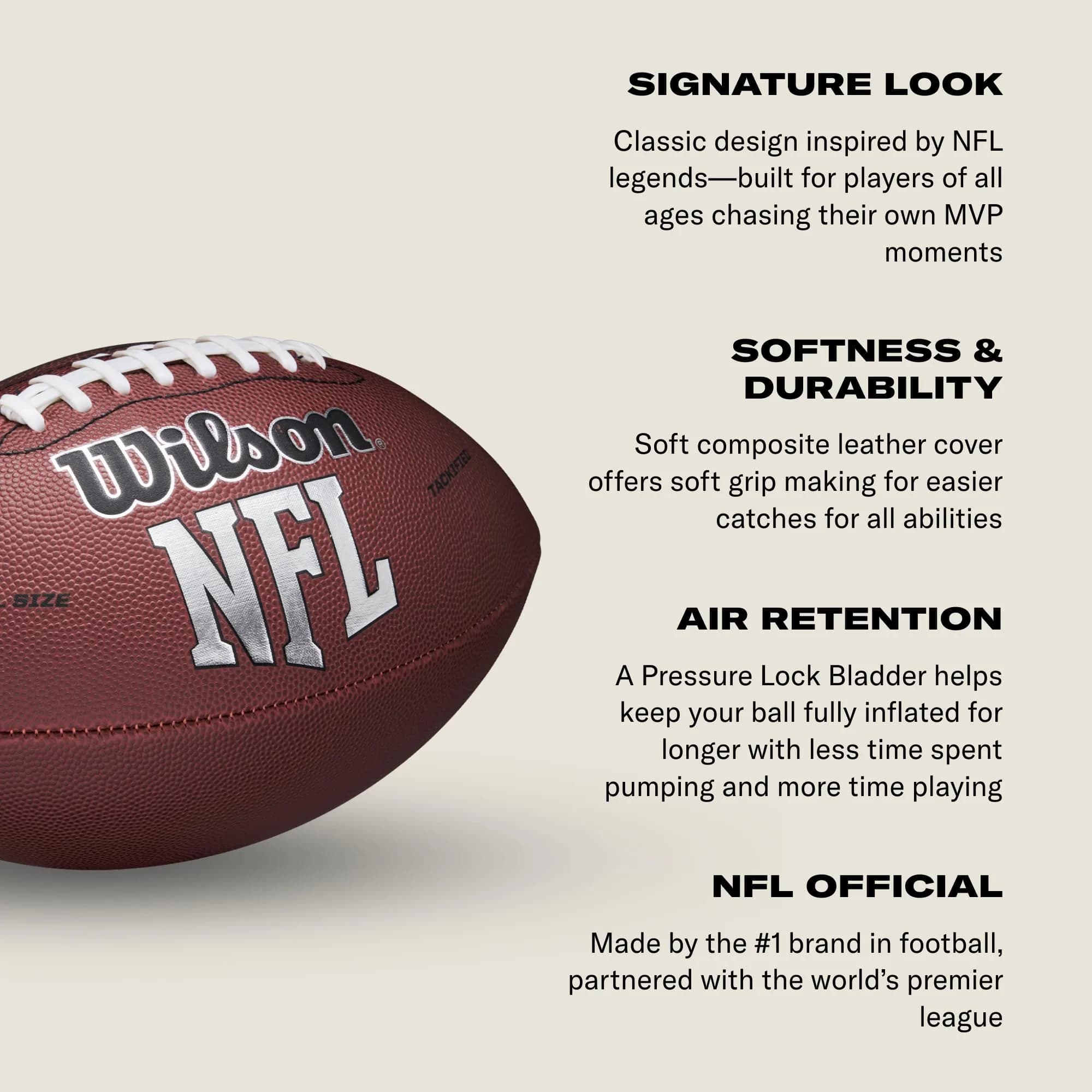 Wilson NFL MVP Football PeeWee Size Brown | Official NFL Football for Young Players thumbnail 5