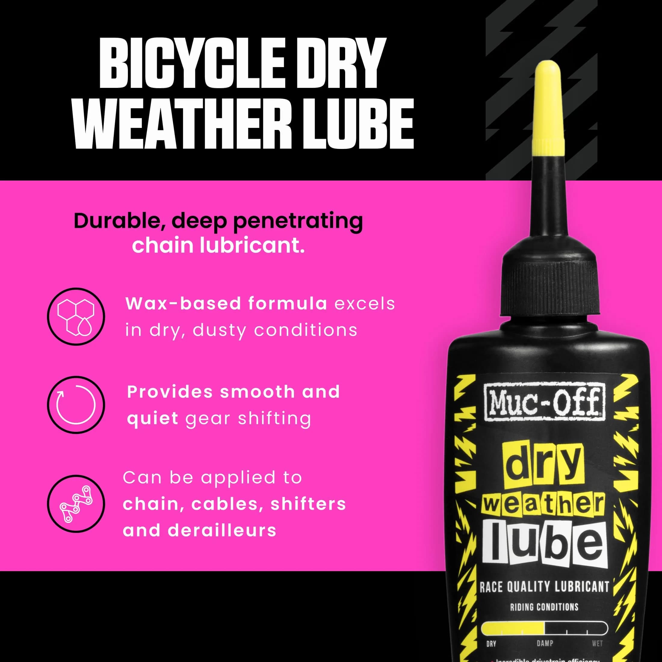 Muc-Off Bio Dry Lube 120ml (4.06 Fl Oz) | Wax-Based Chain Lubricant for Effortless Gear Changes - view 2