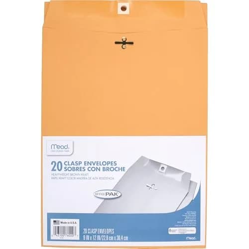 Mead Clasp Envelopes 9" x 12" (22.9cm x 30.5cm) | Heavyweight Brown Kraft Paper Mailing Envelopes, 20 Count thumbnail 1
