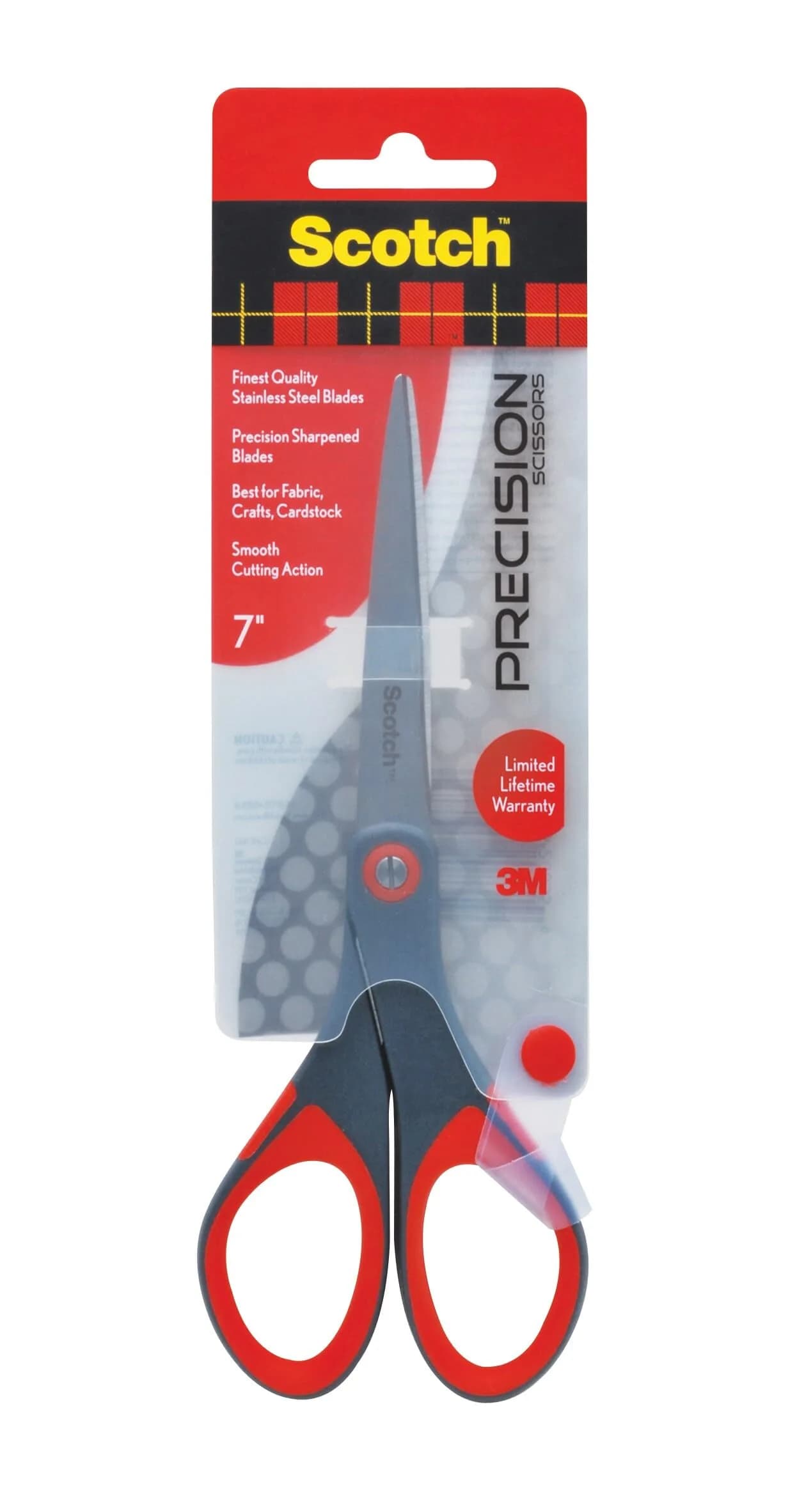 Scotch Precision Scissors 7-Inch Grey/Red | Sharp Blades for Everyday Use - main product image