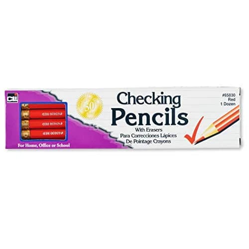 Charles Leonard Red Checking Pencils With Eraser, 12 Count (0.5mm Lead) | ASTM Certified Non-Toxic thumbnail 1