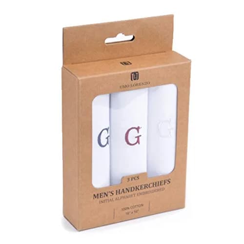 boxed-gifts Monogrammed Cotton Handkerchiefs for Men - Letter Print, 16" x 16" | Stylish & Durable thumbnail 6