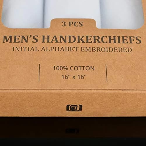 boxed-gifts Monogrammed Cotton Handkerchiefs for Men - Letter Print, 16" x 16" | Stylish & Durable thumbnail 7