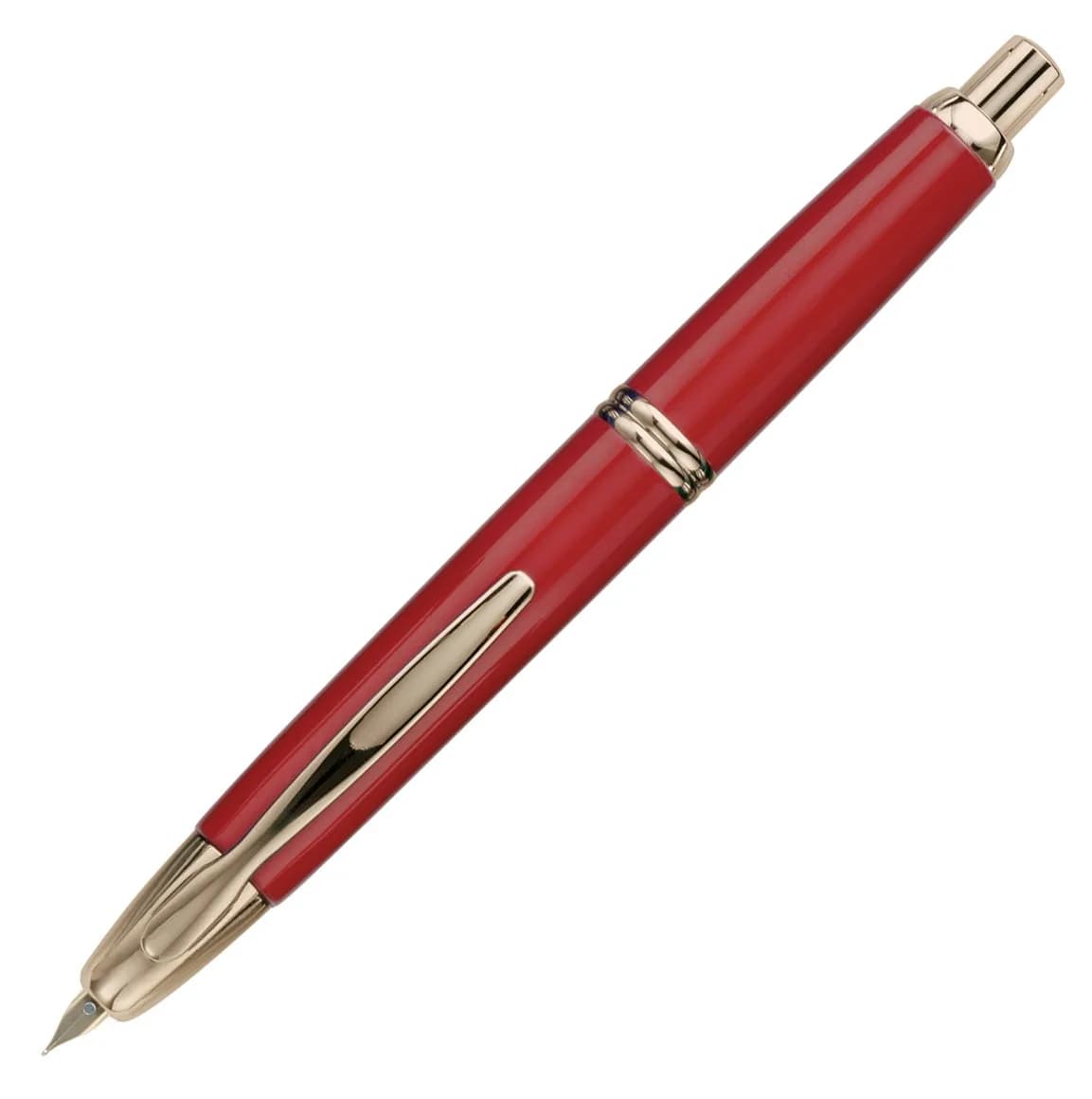 PILOT Vanishing Point Collection Refillable & Retractable Fountain Pen, Red Barrel with Gold Accents, Blue Ink, Medium Nib — Red/Gold