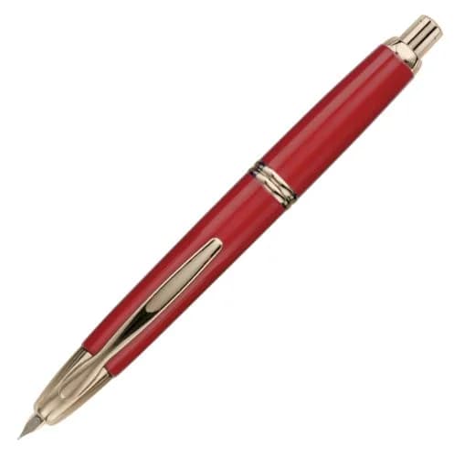 PILOT Vanishing Point Collection Refillable & Retractable Fountain Pen, Red Barrel with Gold Accents, Blue Ink, Medium Nib thumbnail 1
