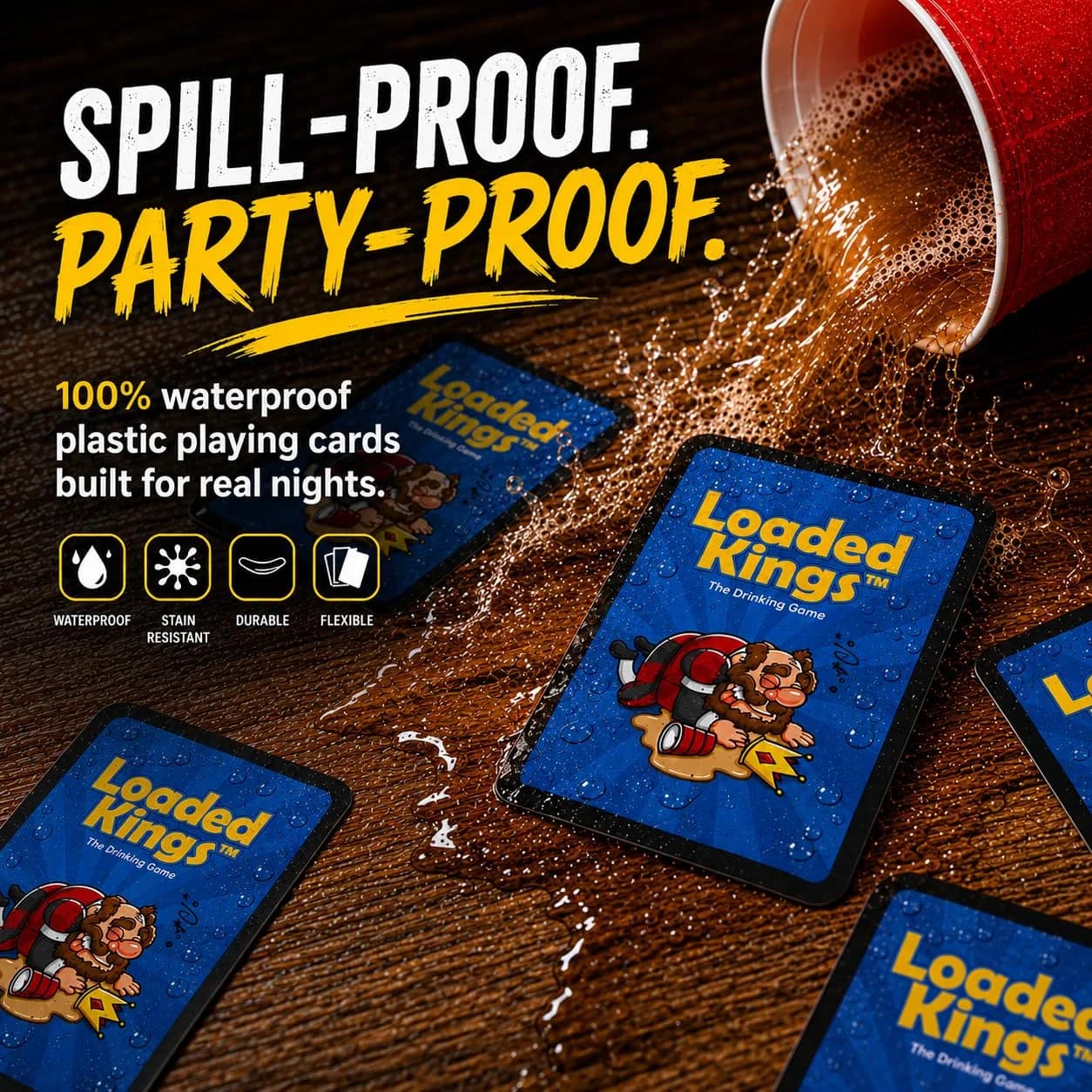 Loaded Kings Waterproof Drinking Card Game for Adults – Kings Cup Party | 54 Cards, Plastic - view 4