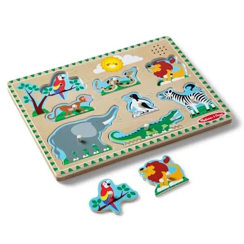 Melissa & Doug Zoo Animals Sound Puzzle 8-Piece Wooden Peg Puzzle with Light-Activated Sounds | Educational Toy for Toddlers and Preschoolers Ages 2+ thumbnail 4