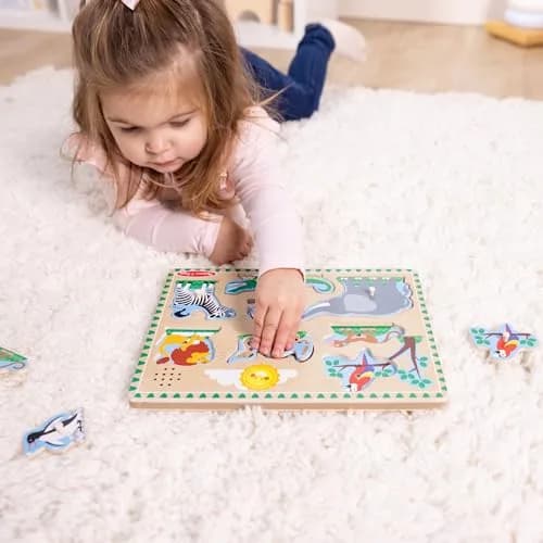 Melissa & Doug Zoo Animals Sound Puzzle 8-Piece Wooden Peg Puzzle with Light-Activated Sounds | Educational Toy for Toddlers and Preschoolers Ages 2+ thumbnail 6
