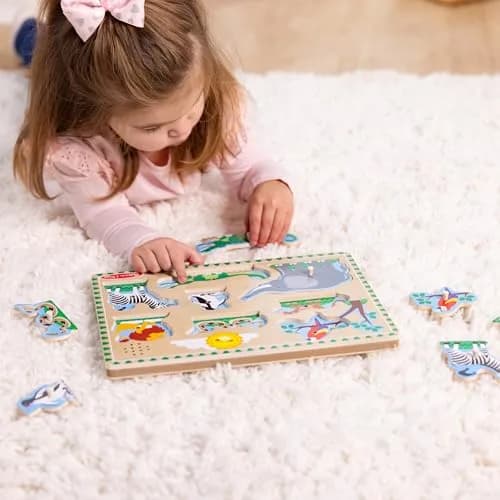 Melissa & Doug Zoo Animals Sound Puzzle 8-Piece Wooden Peg Puzzle with Light-Activated Sounds | Educational Toy for Toddlers and Preschoolers Ages 2+ thumbnail 7