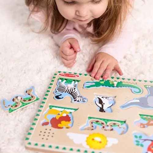 Melissa & Doug Zoo Animals Sound Puzzle 8-Piece Wooden Peg Puzzle with Light-Activated Sounds | Educational Toy for Toddlers and Preschoolers Ages 2+ thumbnail 8