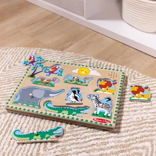 Melissa & Doug Zoo Animals Sound Puzzle 8-Piece Wooden Peg Puzzle with Light-Activated Sounds | Educational Toy for Toddlers and Preschoolers Ages 2+ thumbnail 9