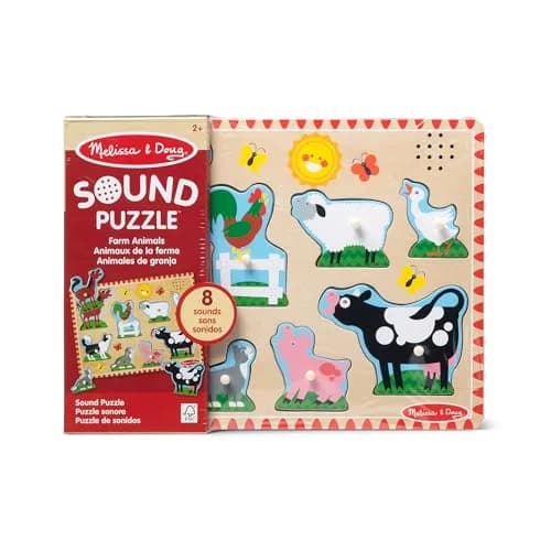 Melissa & Doug Farm Animals Sound Puzzle – 8-Piece Wooden Peg Puzzle with Light-Activated Sounds, Music Learning Toy for Toddlers and Preschoolers Ages 2+ thumbnail 7