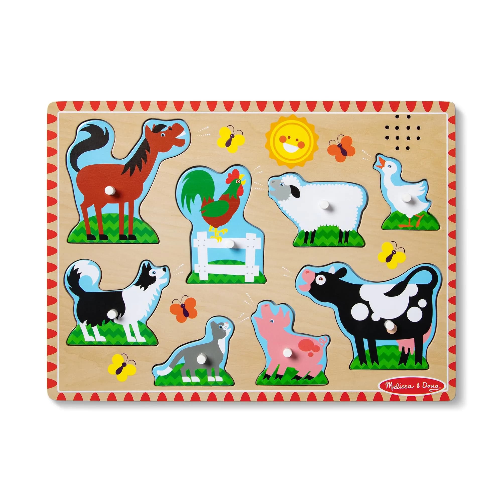 Melissa & Doug Farm Animals Sound Puzzle – 8-Piece Wooden Peg Puzzle with Light-Activated Sounds, Music Learning Toy for Toddlers and Preschoolers Ages 2+ - main product image