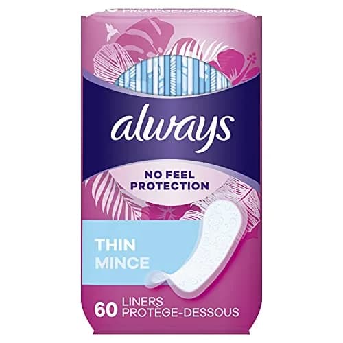 Always Thin No Feel Protection Daily Liners Regular Absorbency Unscented, 240 Count (4 Packs of 60) | Discreet Daily Protection That Stays in Place thumbnail 1