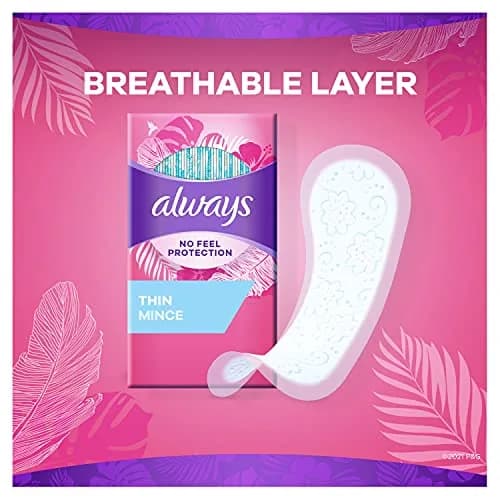 Always Thin No Feel Protection Daily Liners Regular Absorbency Unscented, 240 Count (4 Packs of 60) | Discreet Daily Protection That Stays in Place thumbnail 3