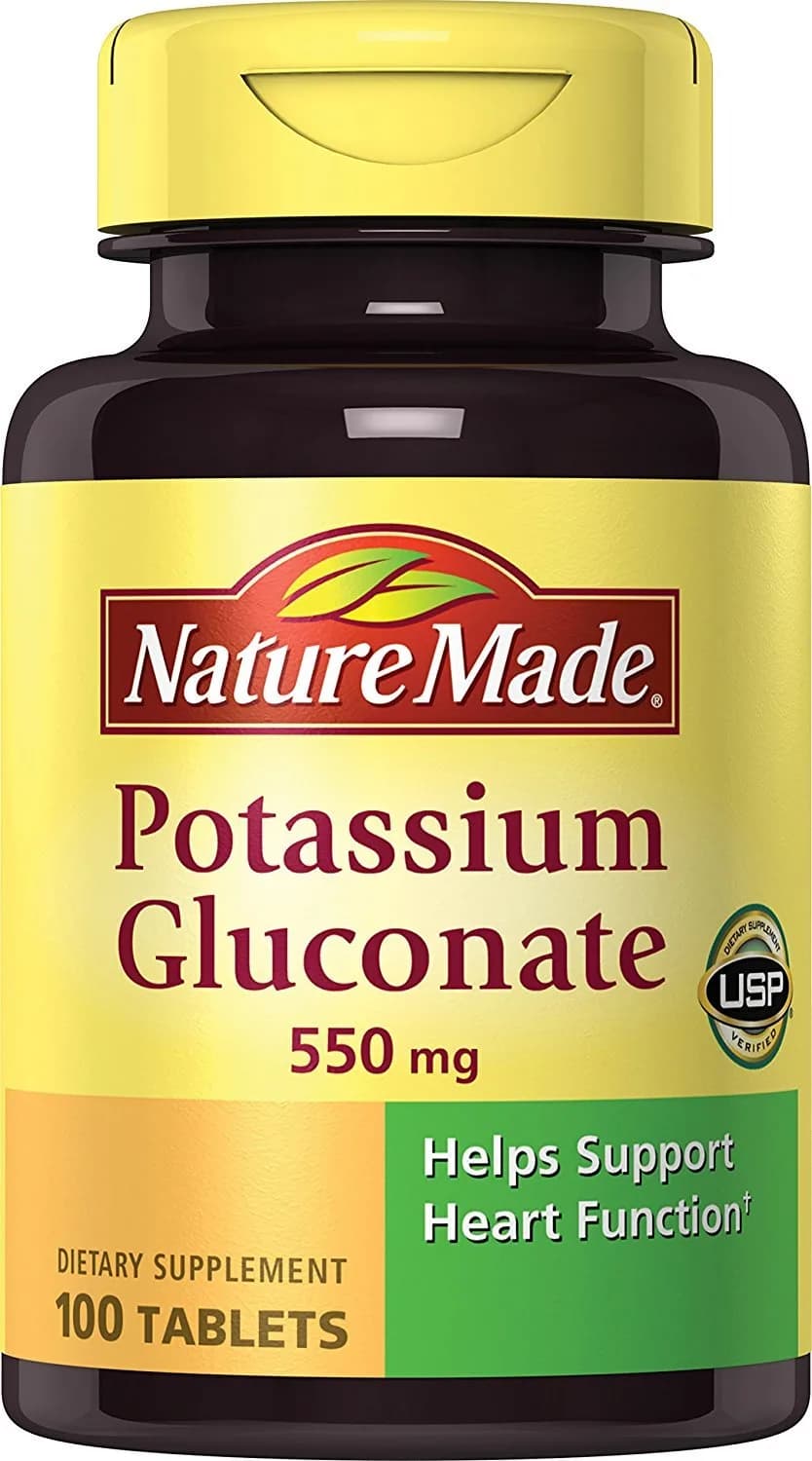 Nature Made Potassium Gluconate 550 mg Tablets 300 Count (90 mg Potassium per serving) | USP Verified Heart Health Support - main product image