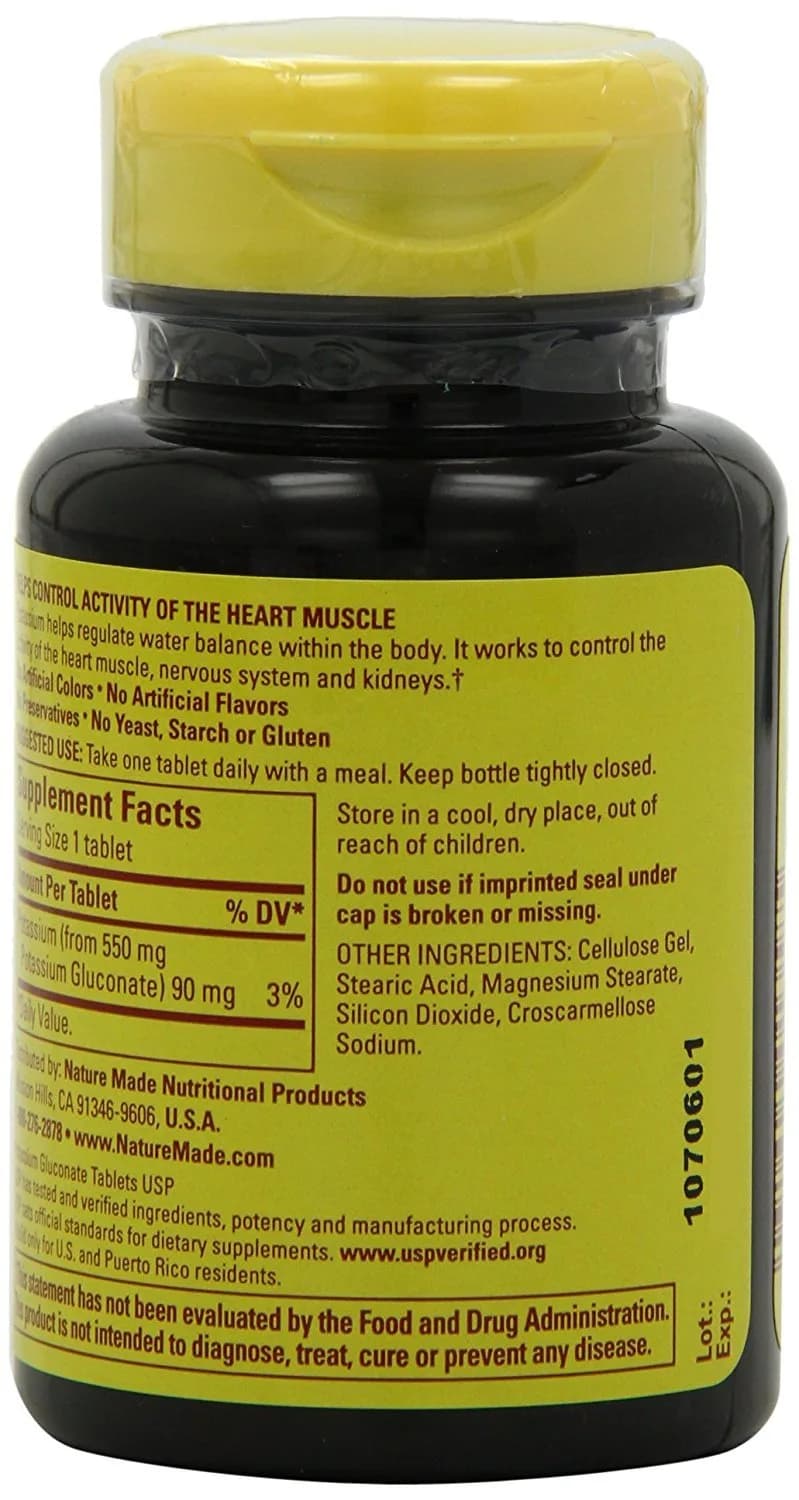 Nature Made Potassium Gluconate 550 mg Tablets 300 Count (90 mg Potassium per serving) | USP Verified Heart Health Support - view 3