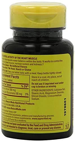 Nature Made Potassium Gluconate 550 mg Tablets 300 Count (90 mg Potassium per serving) | USP Verified Heart Health Support thumbnail 3